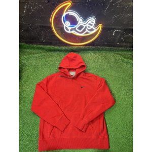 Vintage Y2K Nike Red Embroidered‎ White Swoosh Hoodie Mens Size LG